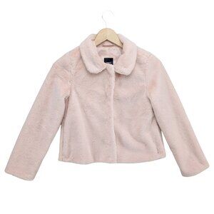 GAP GapKids Faux Fur Teddy Jacket Girls Light Pink Lined Collared Size XL 12